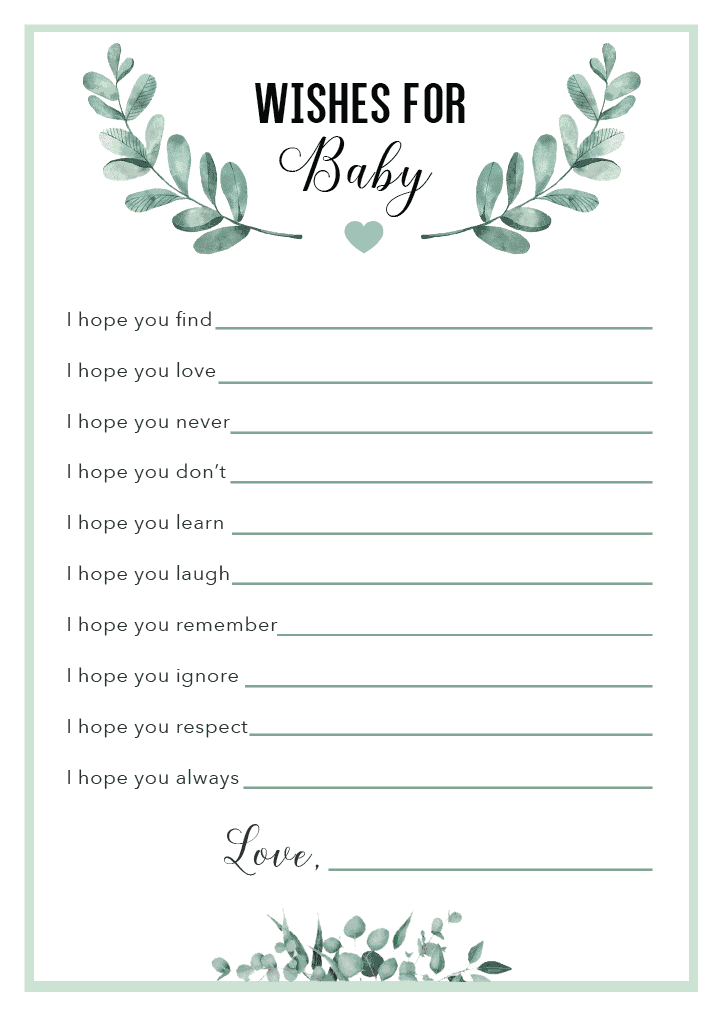 Free Gender Neutral Wishes For Baby Printable In 2 Sizes I Spy Fabulous